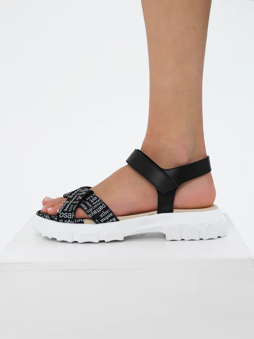 Guard-shoes Босоножки на липучке из натуральной кожи, черный, фото 5