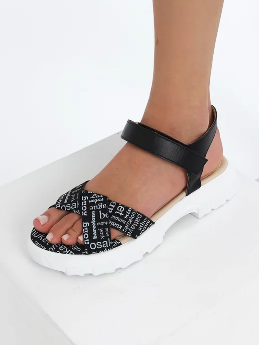 Guard-shoes Босоножки на липучке из натуральной кожи, черный, фото 6