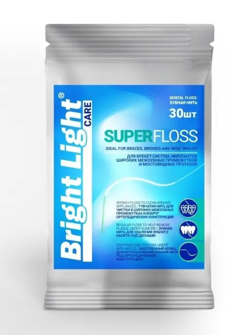 Bright light Зубная нить Super floss 30 шт, 30 шт
