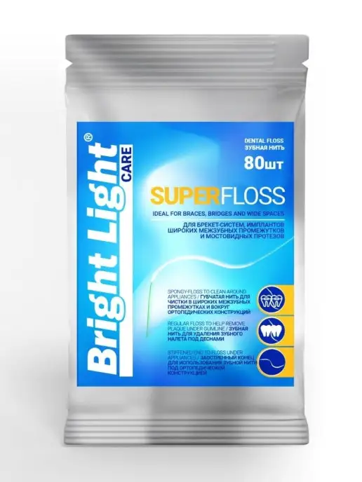 Bright light Зубная нить Super floss 30 шт, 80 шт