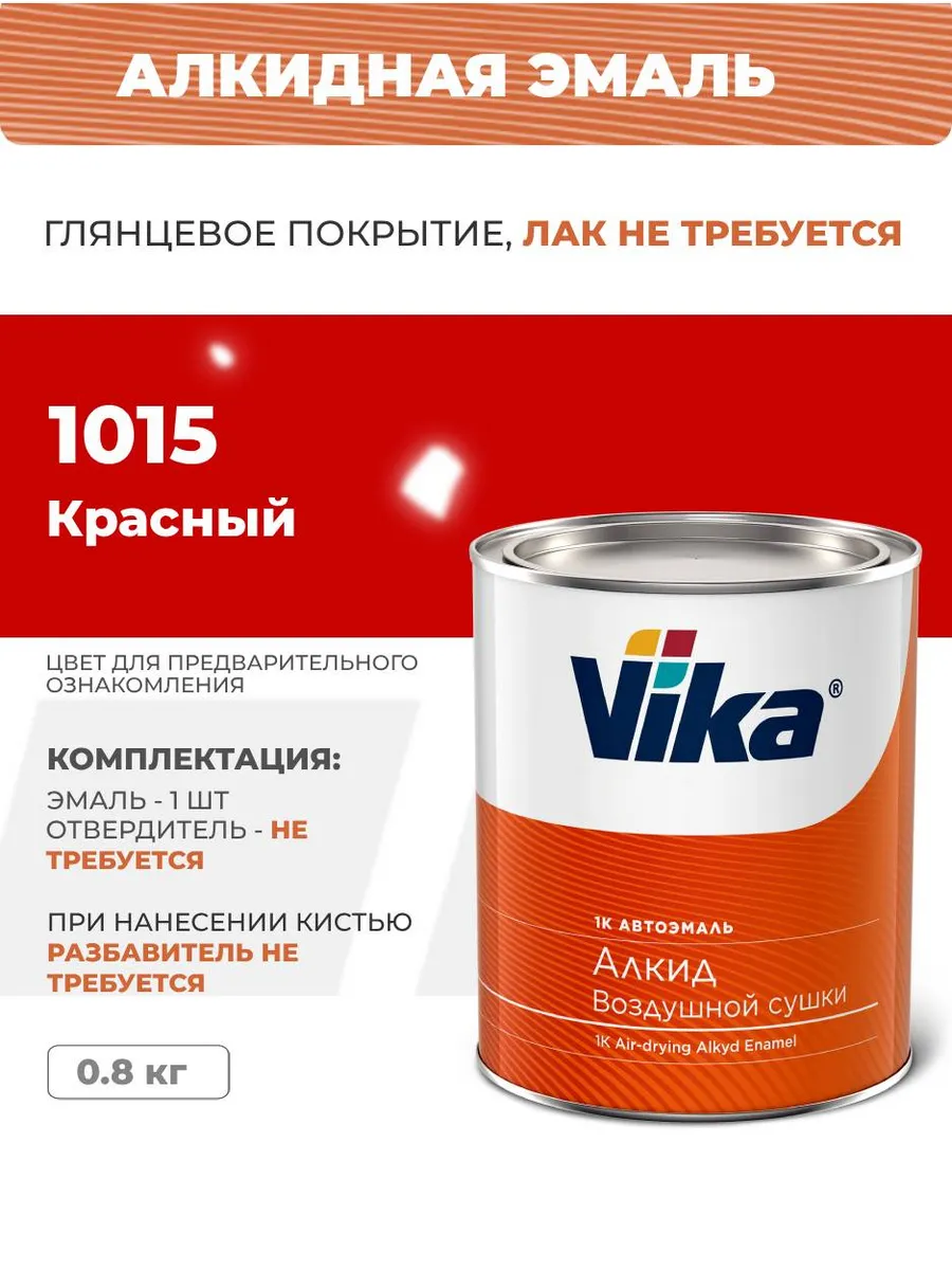 Эмаль Алкид, красная 1015, автоэмаль, 0.8 кг VIKA 86414074 купить за 1 225  ₽ в интернет-магазине Wildberries