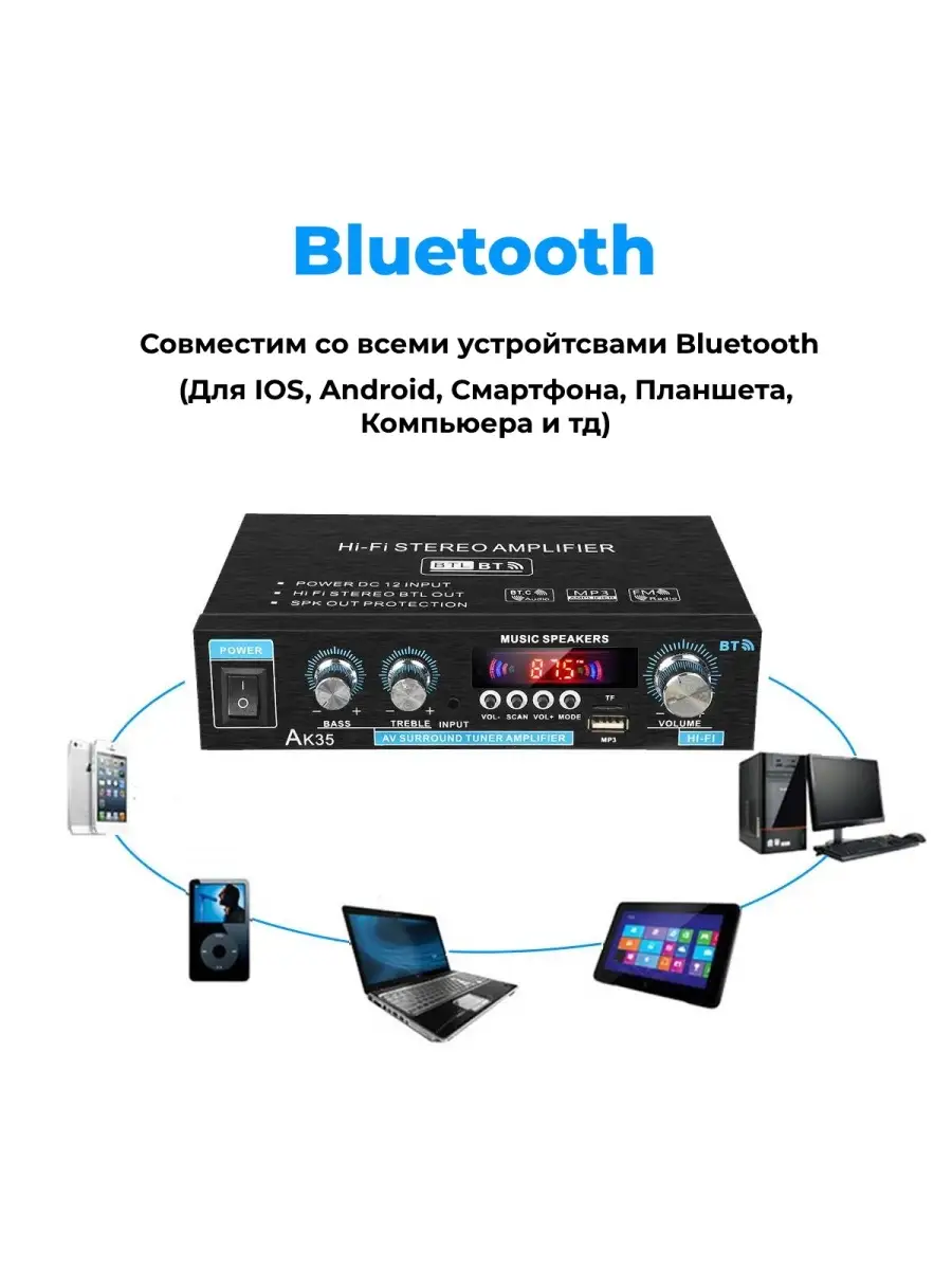 Bluetooth усилитель/ TM8 AK-35/ Усилитель мощности TM8 86840836 купить за 2  401 ₽ в интернет-магазине Wildberries