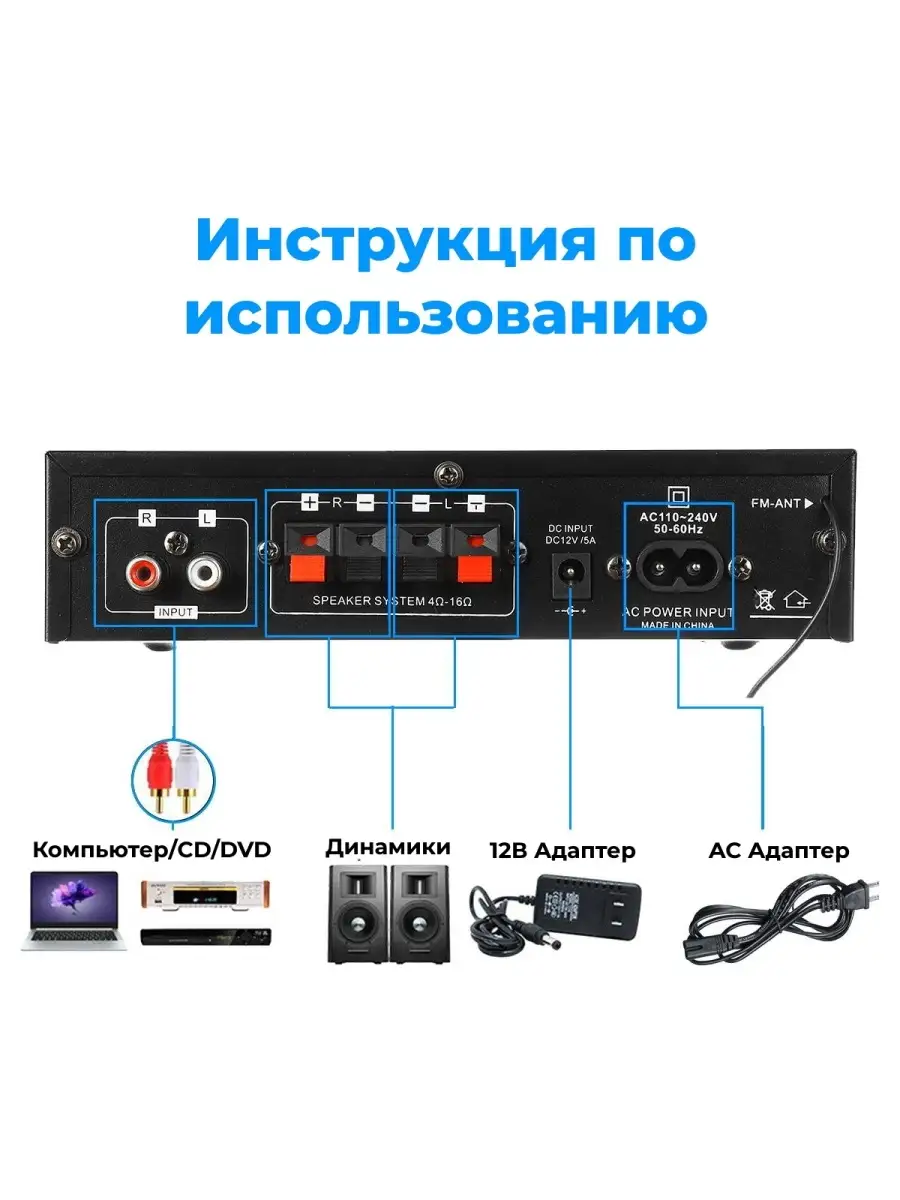 Bluetooth усилитель/ TM8 AK-35/ Усилитель мощности TM8 86840836 купить за 2  620 ₽ в интернет-магазине Wildberries