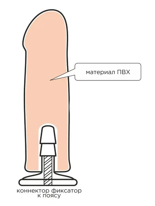 Trestsex Страпон телесного цвета с поясом Harness, бежевый, фото 8