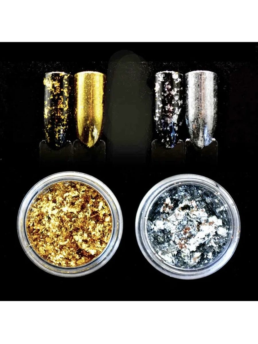 Базы с поталью для ногтей. Flakes Silver Flakes, «серебряные хлопья». Glitter Nail Kit поталь. Маникюр с серебряными хлопьями. Поталь золото серебро для ногтей.