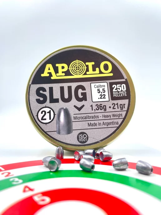 APOLO Пули для пневматики Slug 5,5 мм 1,36 г 250 шт, 1,36 г, 250 шт, фото 2