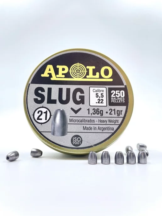 APOLO Пули для пневматики Slug 5,5 мм 1,36 г 250 шт, 1,36 г, 250 шт, фото 3