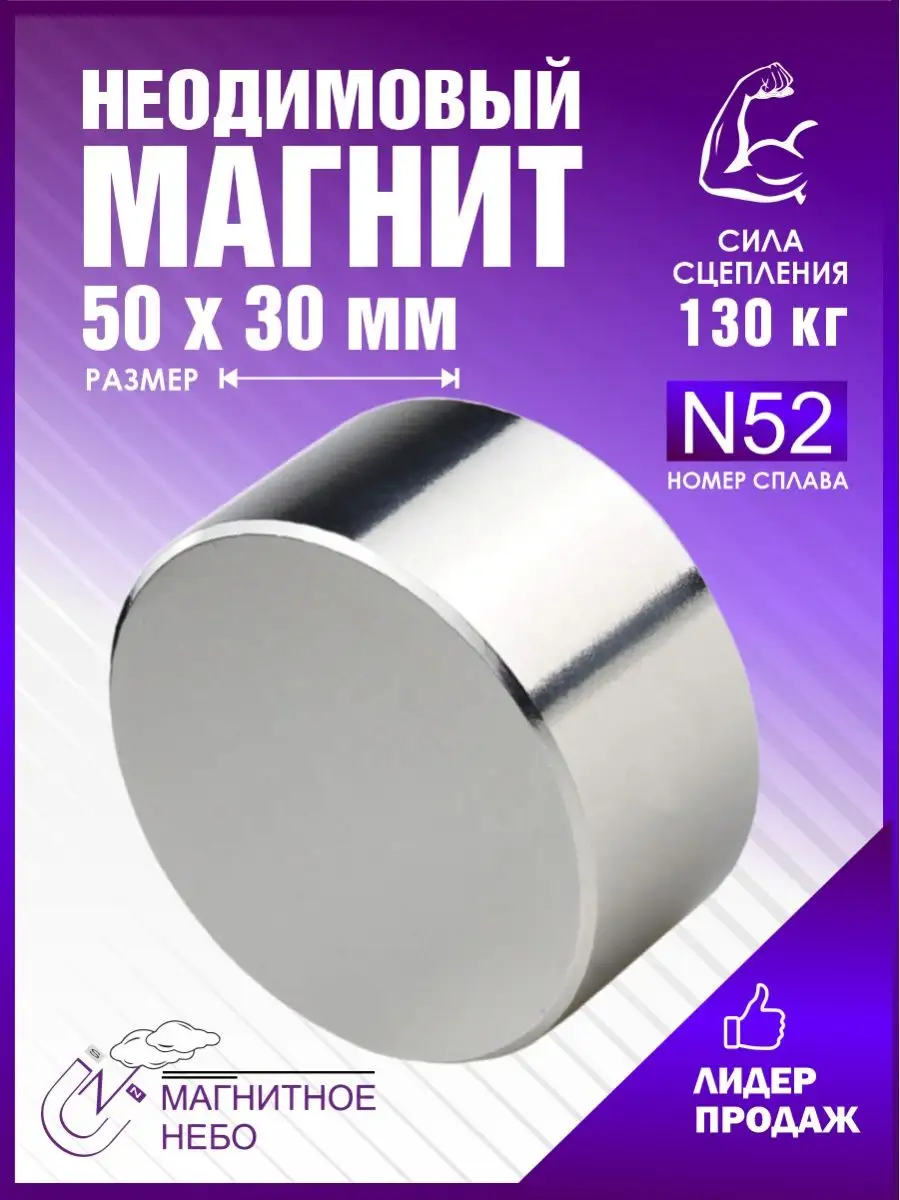 Неодимовый магнит 50х30 мм N52 , мощный, сильный Magnet LTD 86940465 купить  за 1 150 ₽ в интернет-магазине Wildberries