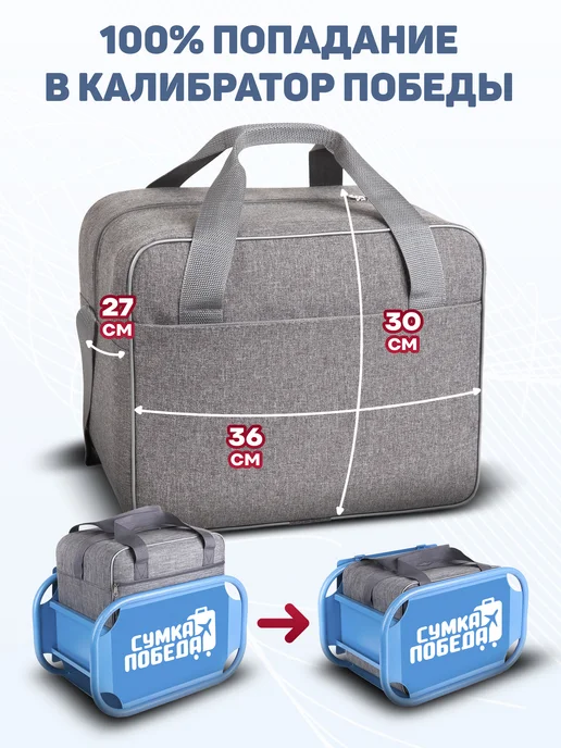 Сумка Победа Сумка дорожная для ручной клади победа 36х30х27, 36x30x27, фото 3