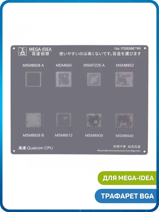 Mega-Idea Трафарет BGA CPU MSM8928 AB, MDM660, MSM8612 и др, вариант