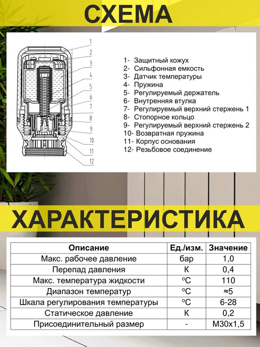 SMS Термостатическая головка (М30*1.5) синий 625, 30x1.5, фото 5