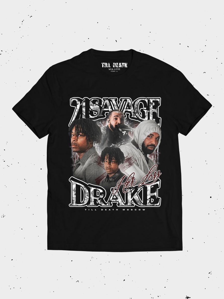 Футболка 21 Savage x Drake Slaughter Сэведж Дрейк Till Death Moscow  87018620 купить за 2 460 ₽ в интернет-магазине Wildberries