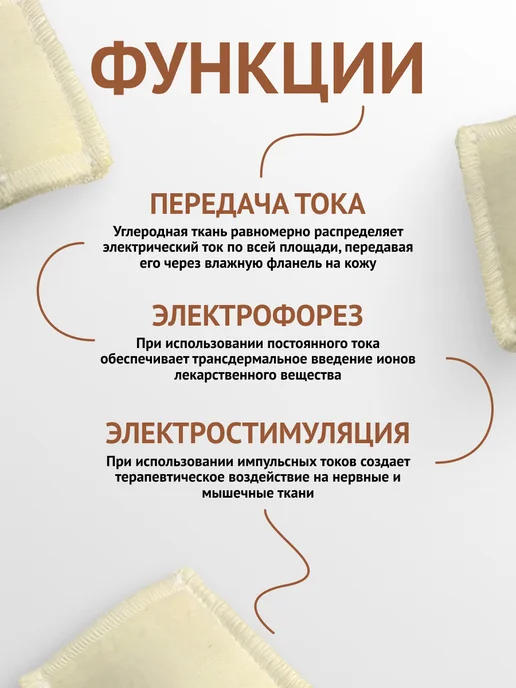 Каскад-ФТО Электрод с токопроводящей тканью прямоугольный 7*7см, 7x7 см, фото 2