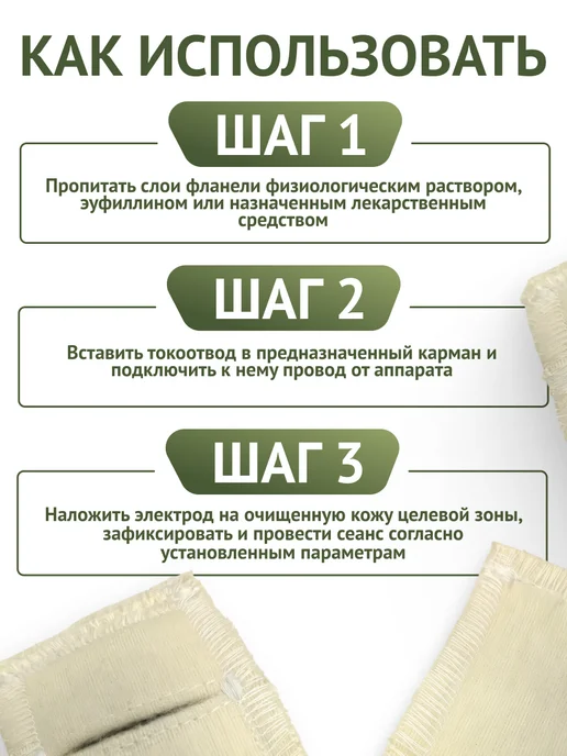 Каскад-ФТО Электрод с токопроводящей тканью прямоугольный 6*5см, вариант, фото 3
