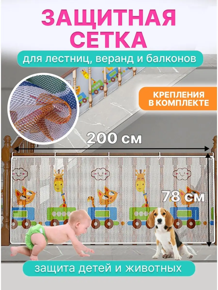 Защитный барьер безопасность сетка 200х78 см KOKLAS 87152122 купить за 500  ₽ в интернет-магазине Wildberries