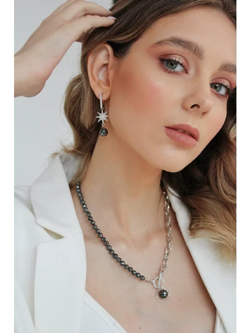 Jemma Mirella_jewelry Колье бижутерия гематит