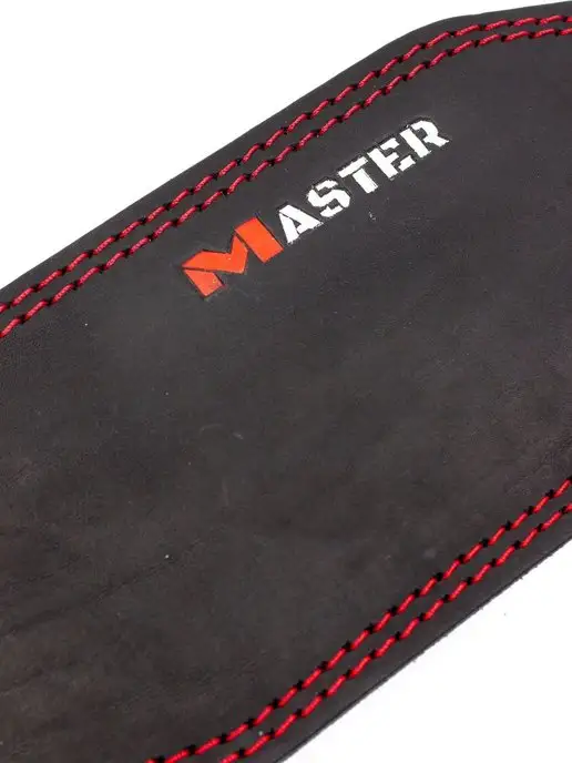 MASTER Пояс атлетический для спины для спорта кожаный спинка 12 см, красный, фото 8
