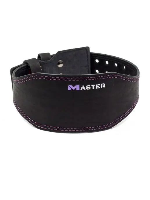 MASTER Пояс атлетический для спорта кожаный 10 см, 2 слоя, фиолетовый, фото 5