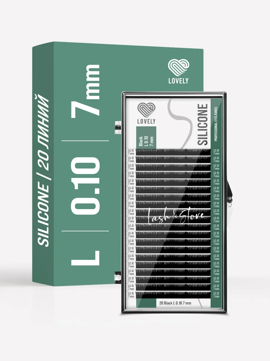 Ресницы для наращивания Silicone, черные L 0.10 x 7 мм