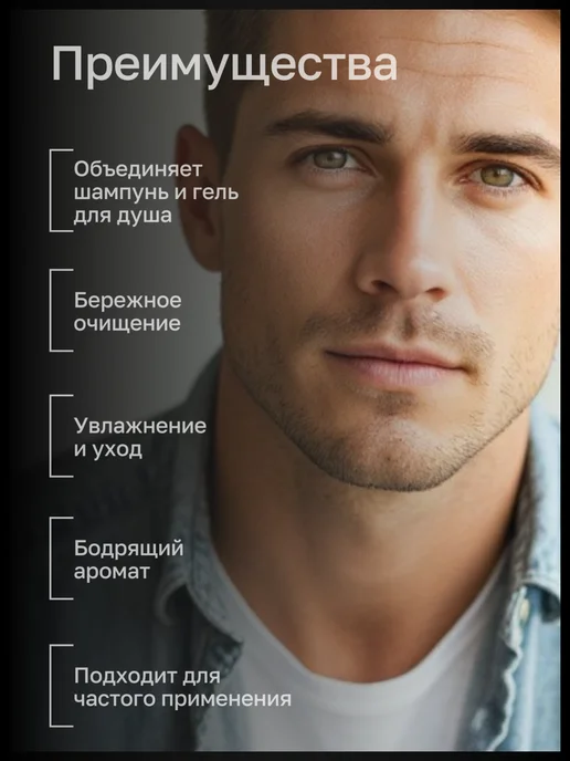 Белита Гель для душа и шампунь for Men, 400 мл, фото 2