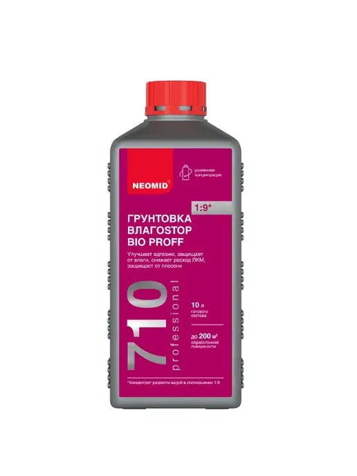 Neomid Грунтовка ВлагоStop Bio концентрат 1 9 (1л.), 1 л