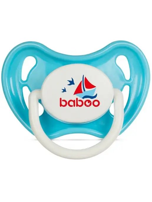 Baboo Соска-пустышка круглая силиконовая 0 мес+, голубой, фото 4