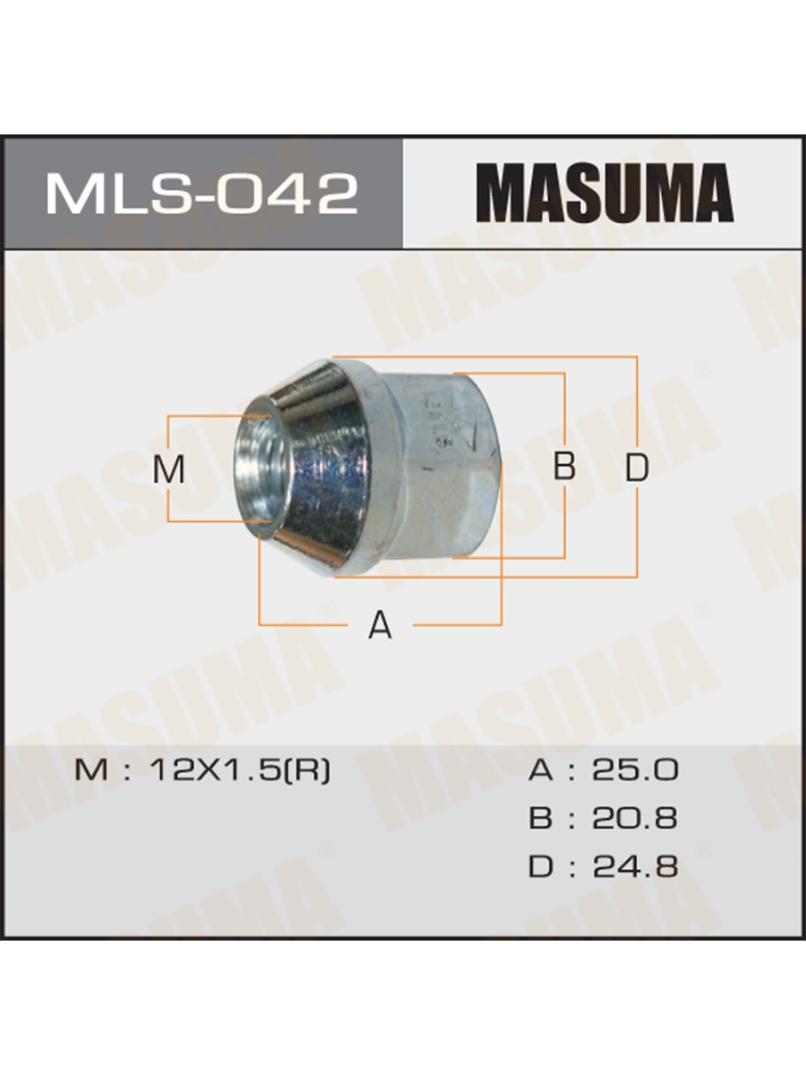 Гайка колесная masuma. MLS-012 гайка Masuma. Гайка колесная 12*1.5*21 Masuma mls001.