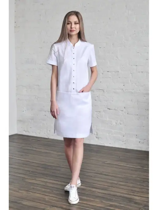 Eywa Medical Fashion Платье медицинское форма медицинская, белый, фото 2