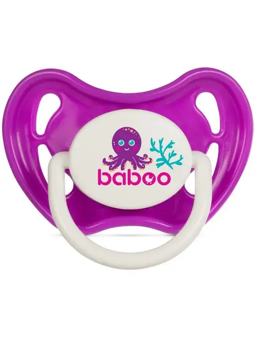 Baboo Соска-пустышка круглая силиконовая 0 мес+, фиолетовый, фото 4