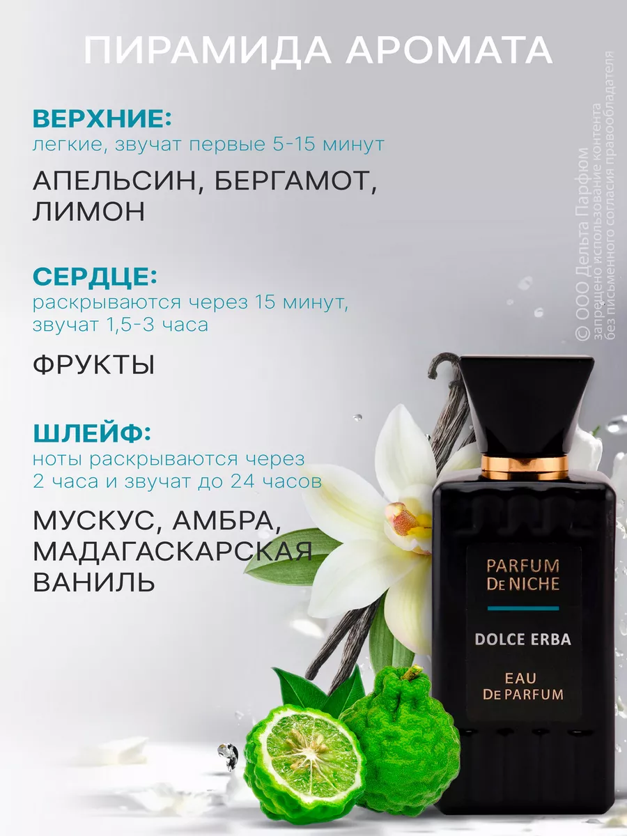 Духи Parfum de Niche Dolce Erba 100 мл Vinci 87687881 купить за 533 ₽ в  интернет-магазине Wildberries