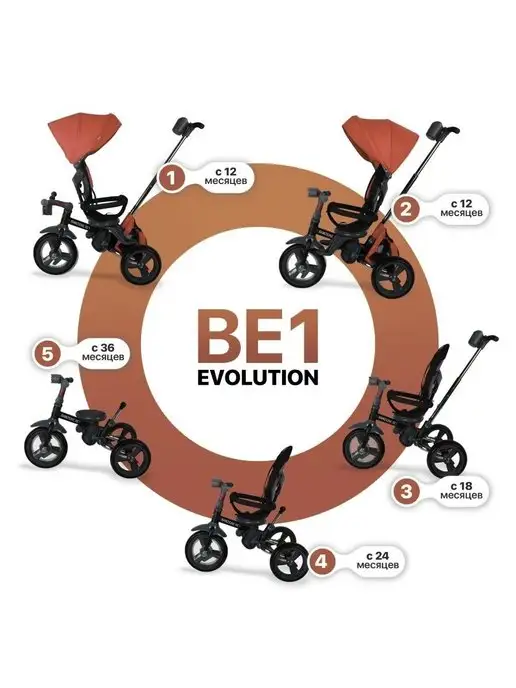 Nuovita Велосипед трехколесный детский с ручкой Bamzione BE1, черный, фото 2
