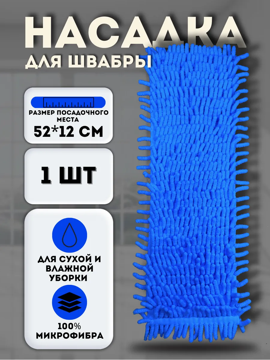 Сменная насадка для швабры из микрофибры 12х52 см. МОП