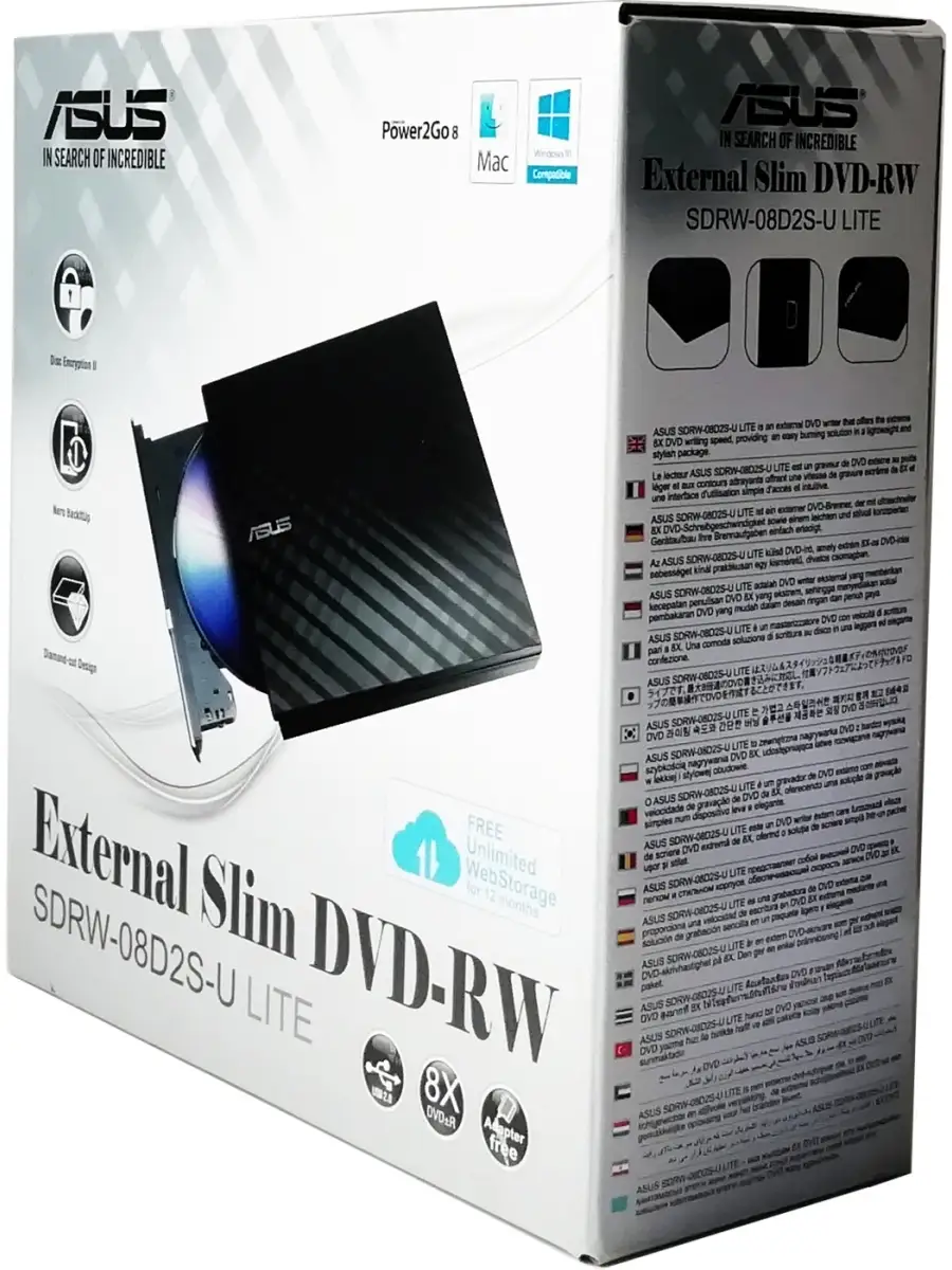 Привод DVD-RW внешний SDRW-08D2S-U LITE Asus 87882751 купить в  интернет-магазине Wildberries