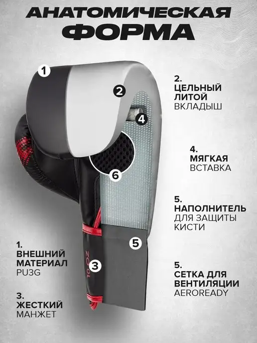 PANTERA ENERGY Перчатки боксерские тренировочные для спаррингов и снарядов, черный, фото 2
