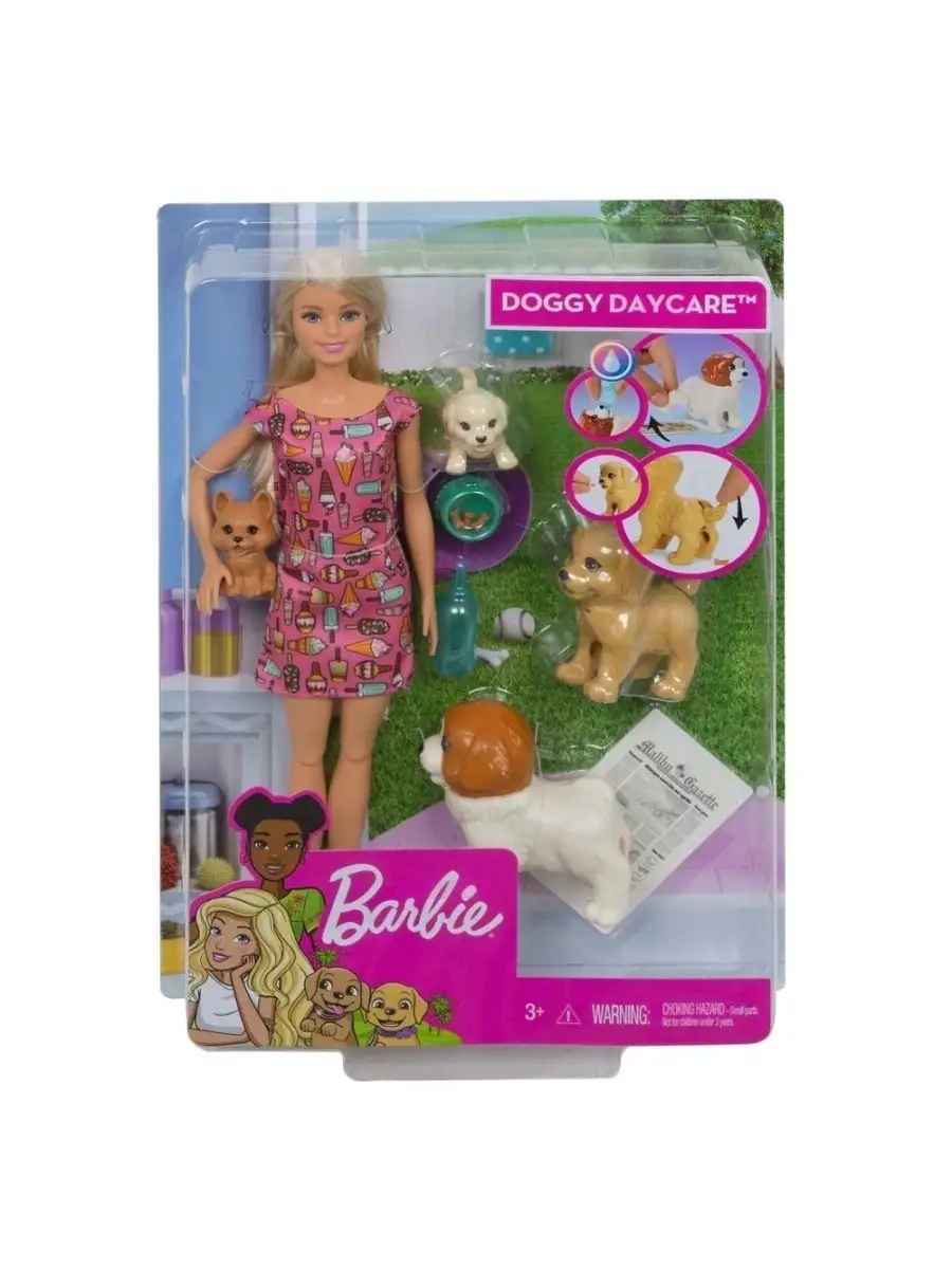 Barbie. Кукла Barbie с аксессуарами и щенки 