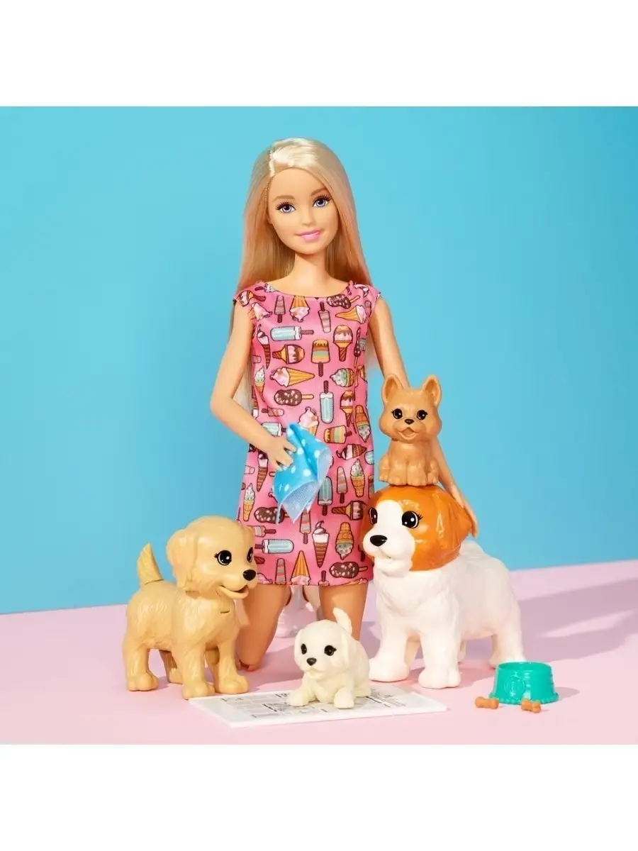 Barbie. Кукла Barbie с аксессуарами и щенки 