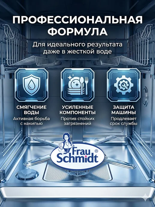 Frau Schmidt Таблетки для мытья посуды в посудомоечной машине 60 шт, 40 шт, фото 4