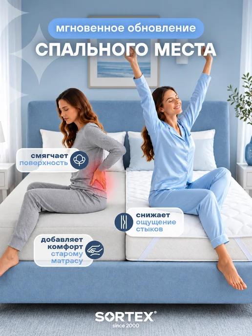 Sortex Наматрасник 80х200 топпер на диван, 140x200, фото 6