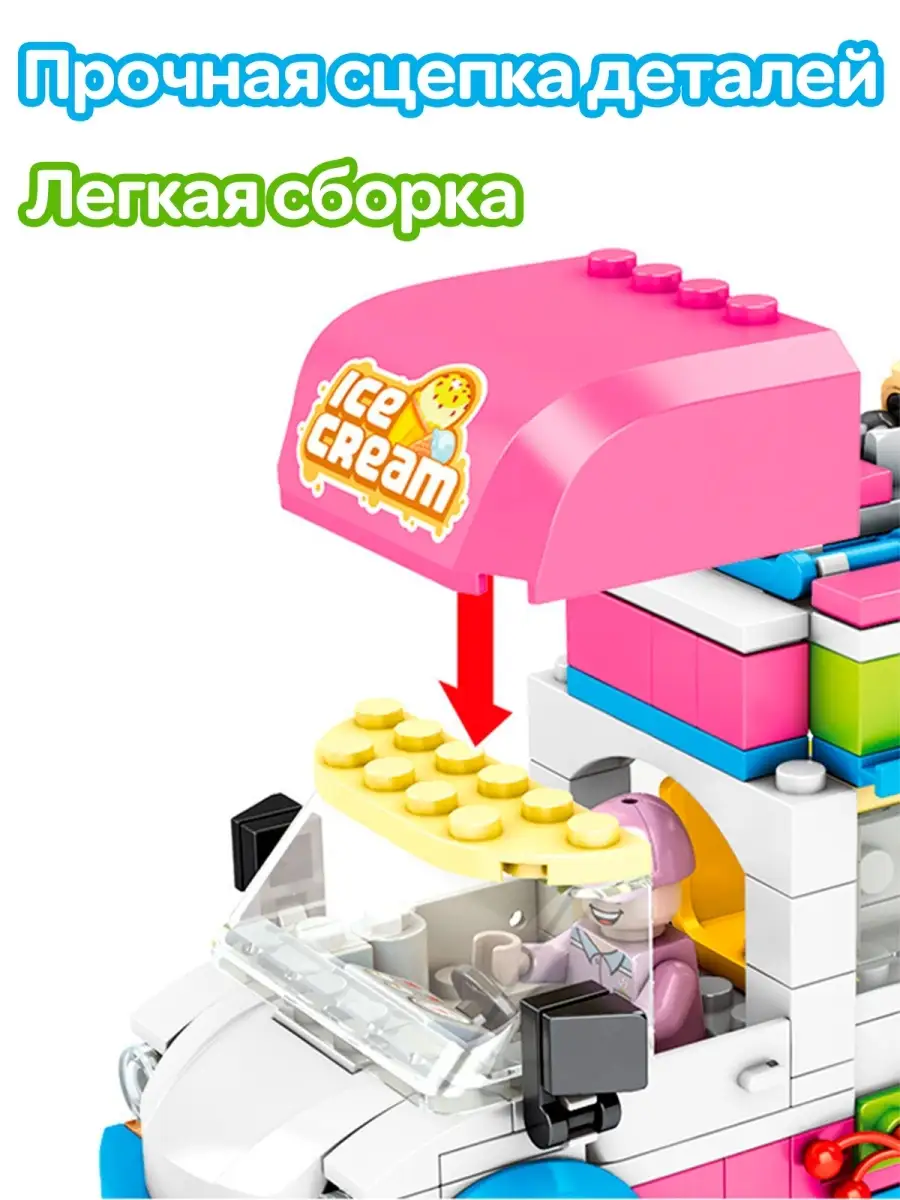 Конструктор машина, фургон с мороженым, грузовик с фигурками LEGO 88534610  купить в интернет-магазине Wildberries