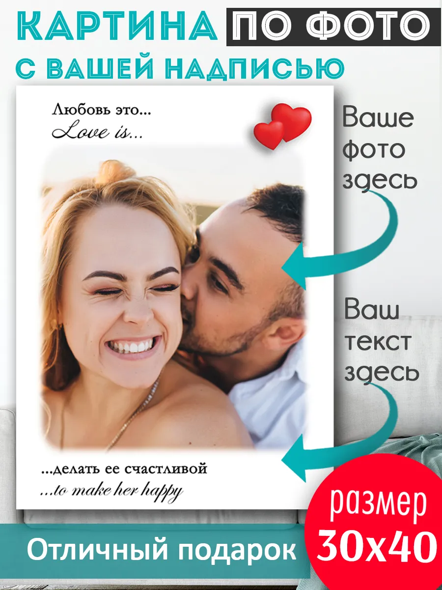 Картина по фото стиле Love is... 30Х40 см