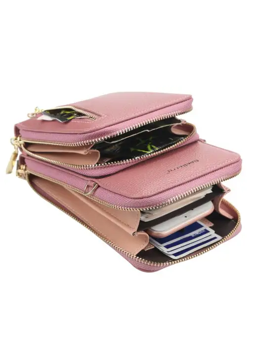 BAGS_CHI Клатч кошелек с длинным ремешком, розовый, фото 4