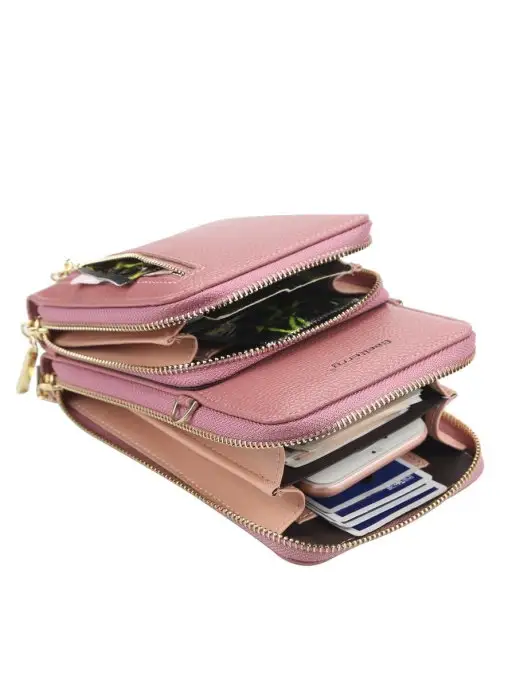 BAGS_CHI Клатч стильный кошелек с длинным ремешком, бежевый, фото 2