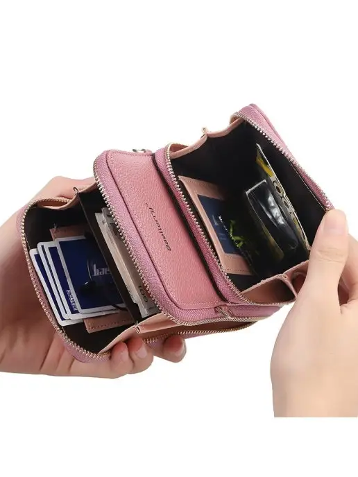 BAGS_CHI Клатч стильный кошелек с длинным ремешком, бежевый, фото 3
