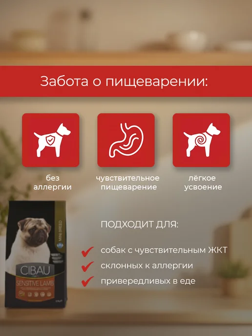 Сухой корм Farmina Чибау для собак, мелкие, чувствительное пищеварение, ягненок, 0,8 кг, фото 2