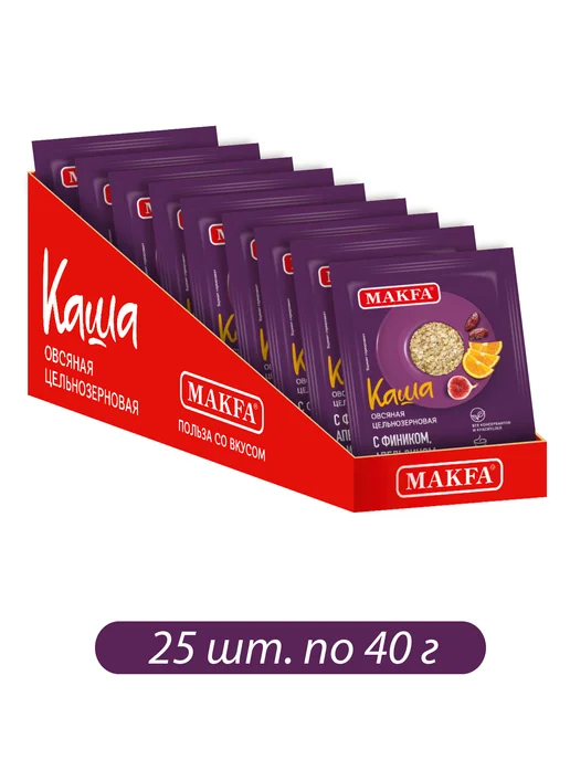 Макфа Каша овсяная с фиником, апельсином и инжиром 25 шт по 40 г, 25 шт, 40 г