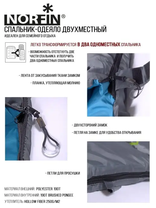 NORFIN Спальник туристический, голубой, фото 3