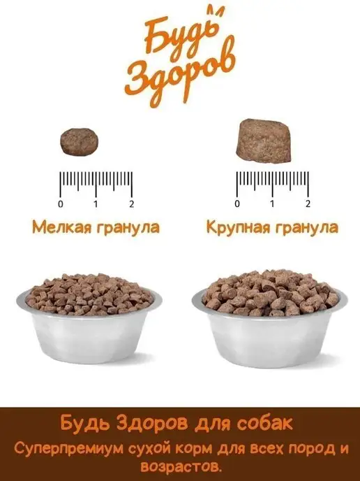 Сухой корм Будь здоров Гранула для собак, крупные, ягненок, 2,5 кг, фото 4