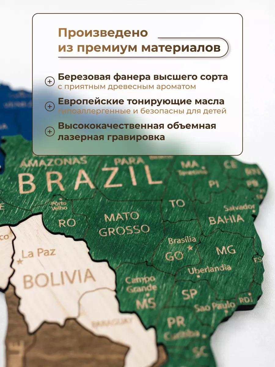 Карта мира на стену из дерева декор панно Woodary 88793245 купить за 4 356  ₽ в интернет-магазине Wildberries