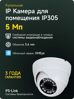 Купольная камера видеонаблюдения IP 5Мп 1944P IP305 PS-link 88894181 купить за 3 555 ₽ в интернет-магазине Wildberries