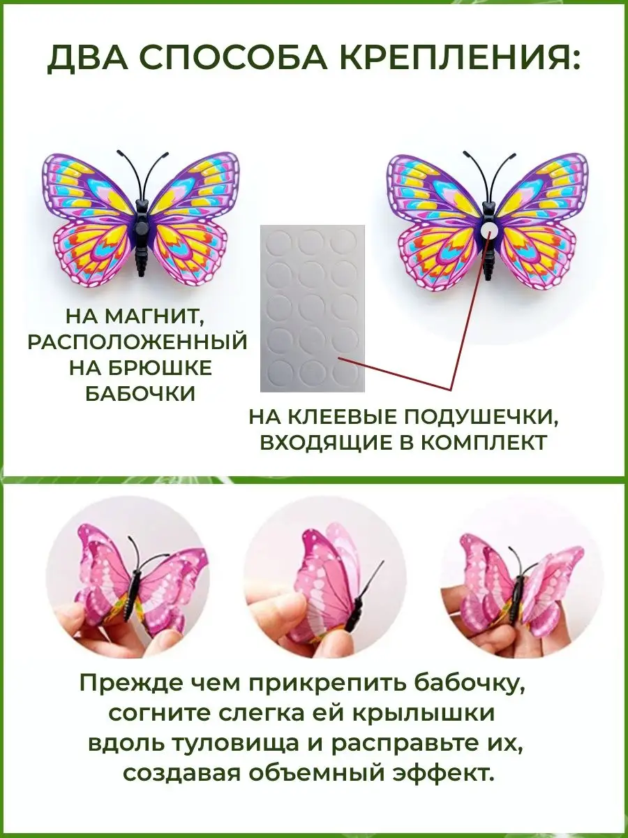 Наклейки интерьерные бабочки с магнитом 3 Д для декора дома MagicDecor  88905366 купить за 281 ₽ в интернет-магазине Wildberries